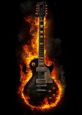 Flaming Electric Guitar