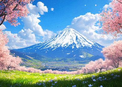 Mount Fuji Spring Landscape