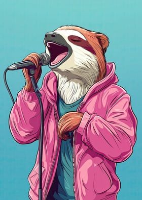 Singing Sloth in Pink Jacket