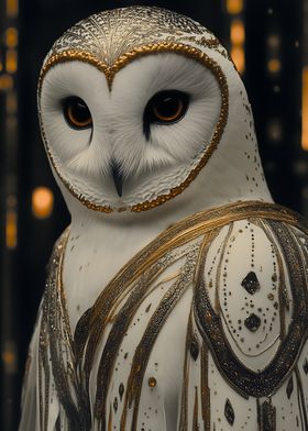 Golden Snowy Owl Portrait