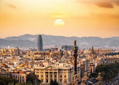 Barcelona Sunset Skyline