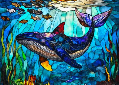 Stained Glass Whale