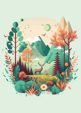 Forest Deer Landscape