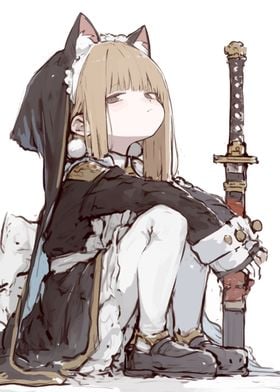 Cat-Eared Girl with Sword