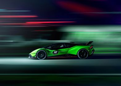 Green Lamborghini Speeding