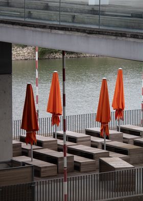 Outdoor Patio with Umbrellas