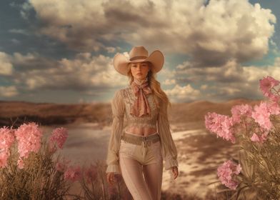 Cowgirl in Desert Landscape