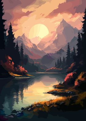 Mountain Lake Sunset