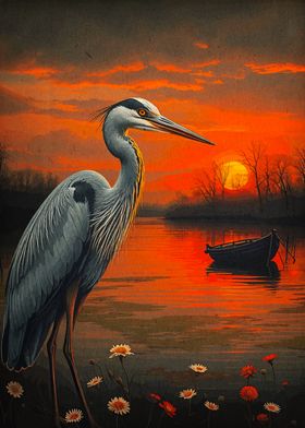 Heron at Sunset