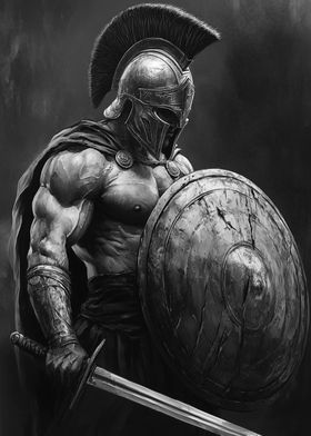 Spartan Warrior Sword and Shield at War