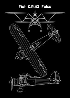 Fiat C.R.42 Falco Airplane Blueprint