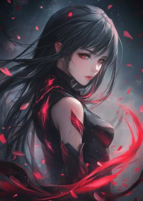 Anime Girl with Red Energy