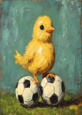 Chick on Soccer Balls