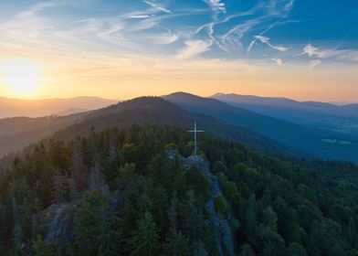 Mountaintop Cross at Sunset