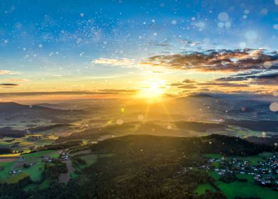 Golden Sunset Over Hills