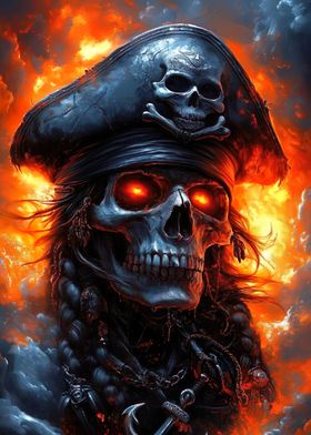 Fiery Pirate Skull