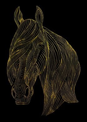 Golden Horse Line Art