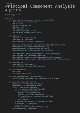 The Basic Principal Component Analysis Algorithm