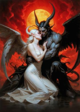 Angel and Demon Embrace