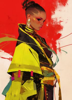 Cyberpunk Woman in Yellow