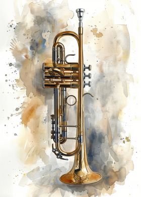 Golden Trumpet Watercolor