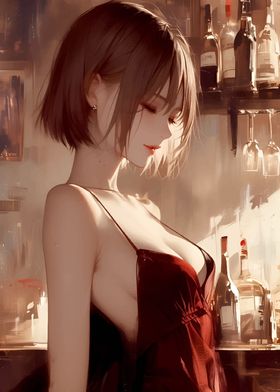 Anime Girl in Red Dress