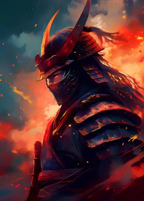 Samurai Warrior in Flames