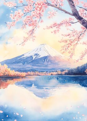 Mount Fuji Watercolor