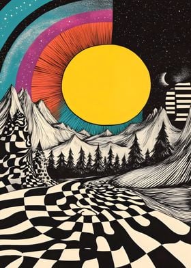 Psychedelic Mountain Landscape