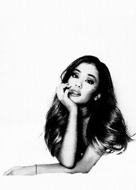 Ariana Grande Black and White Portrait