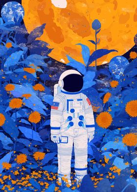 Astronaut in a Blue Garden