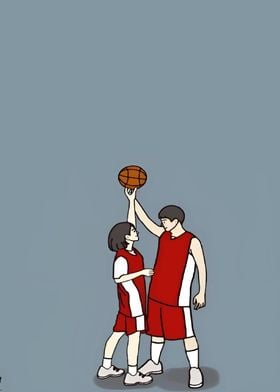 Basketball Couple Illustration