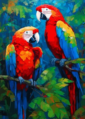 Two Macaws in Jungle