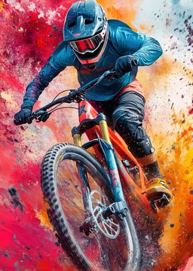 Mountain Biker in Action