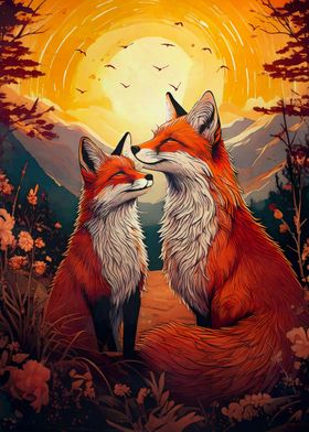 Fox Couple Sunset