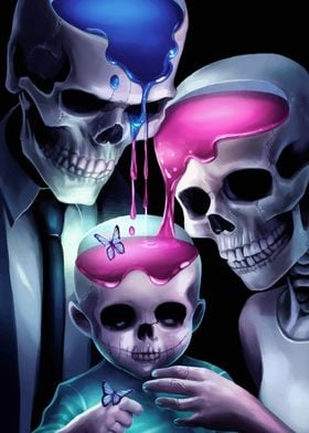 Skull Family with Liquid