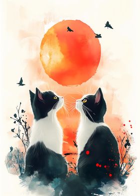 Cats and Sunset