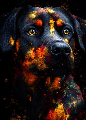 Colorful Rottweiler Portrait