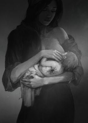 Mother and Child in Darkness