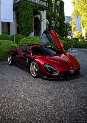 Red Sports Car with Open Door