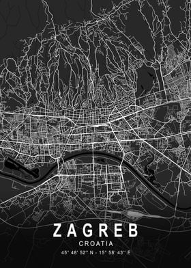 Zagreb Dark City Map