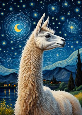 Llama Starry Night