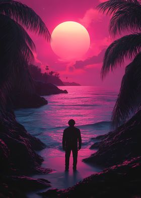 Synthwave Silhouette at Sunset