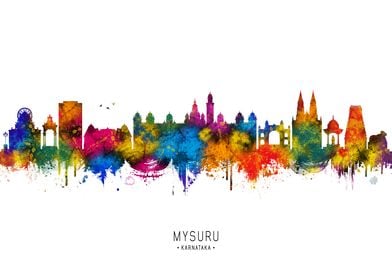 Mysuru City Skyline Watercolor