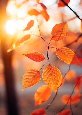 Autumn Leaves in Sunlight