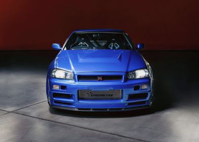 Blue Nissan Skyline R34