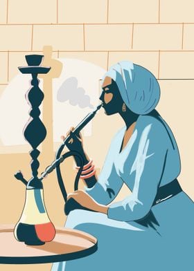 Woman Smoking Hookah