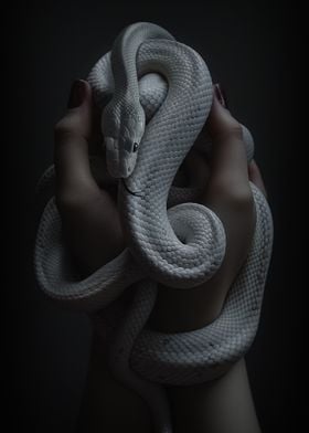 Albino Snake in Hands