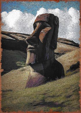 Moai Statue Painting