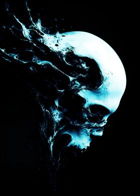 Abstract Skull in Blue